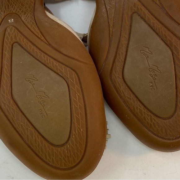 Miz Mooz Beige Leather Monette T Strap Pumps High Heel Shoes Size 8 Womens Pom - Picture 13 of 14